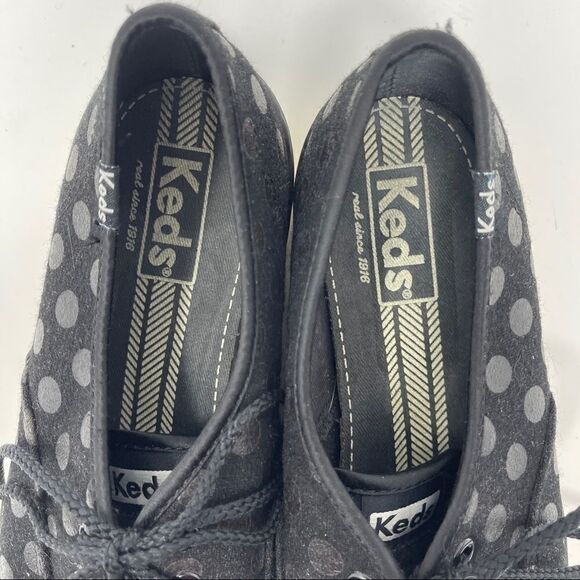 Keds Shoes  Black on Black Polka Dot Casual Lace Up Flat Women’s Size 7 - Picture 4 of 9